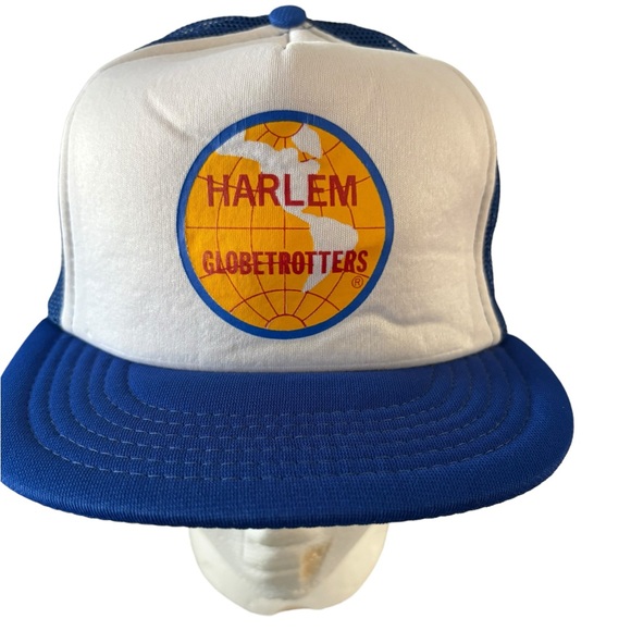NWOT Vintage Harlem Globetrotters Basketball Flat Bill Trucker Hat Baseball Cap - Picture 2 of 8